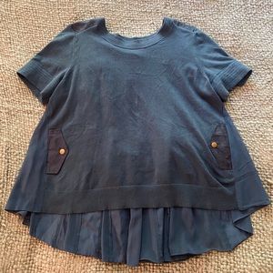 Short Sleeve Pleated Anthropologie Sweater Top